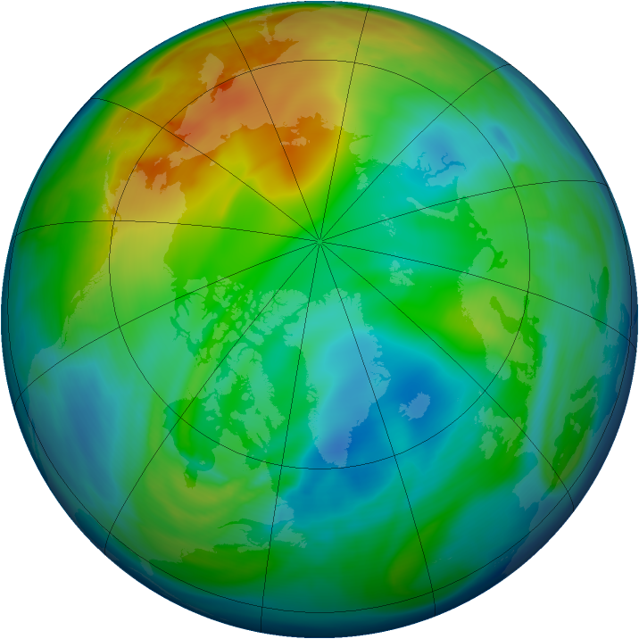 Arctic ozone map for 12 December 2005
